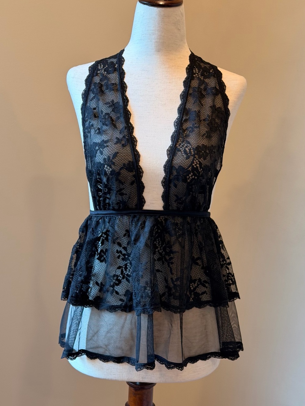 Victoria’s Secret Black Lace Halter Babydoll Lingerie